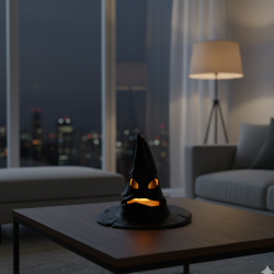 Dekoracja dynia z czapką wiedźmy na półkę