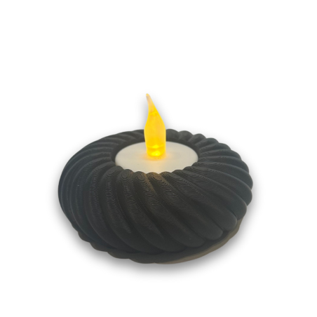 Świecznik LED okrągły czarny