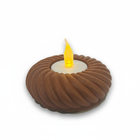 Świecznik LED okrągły brązowy