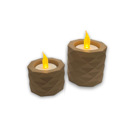 Zestaw świeczniki LED brązowe